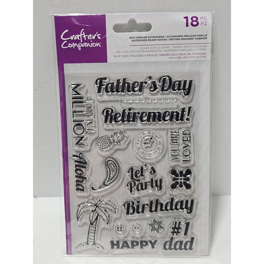 Crafter's Companion Best Dressed Accessories Clear Acrylic Stamp Set 18pc